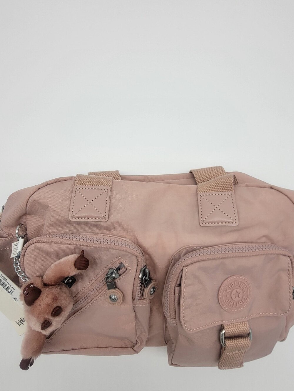 Kipling Dusty Rose Nylon Shoulder Bag with Monkey Charm